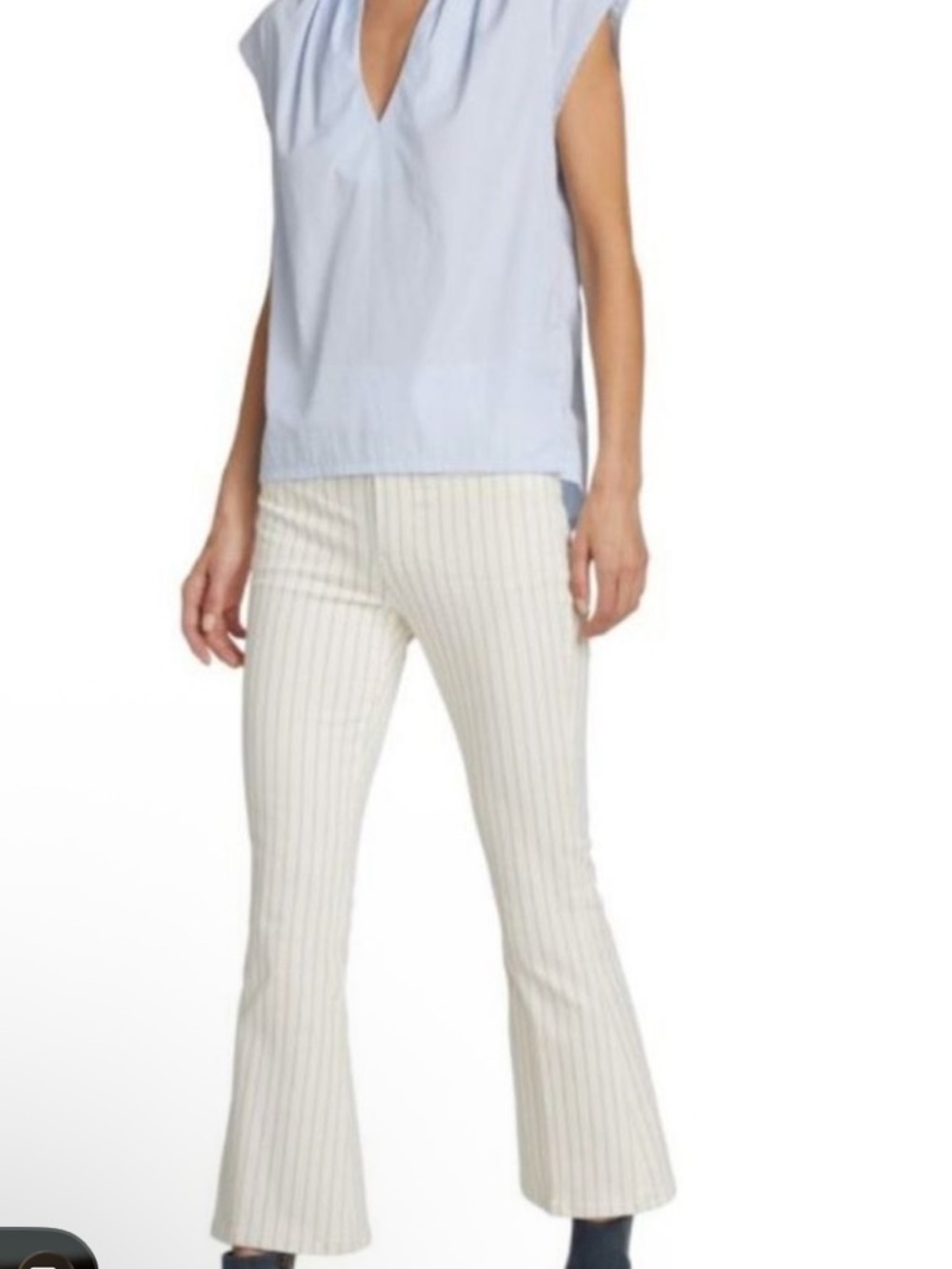Frame Le Hardy Crop Flare Pants Size 28 Striped Beige Stretchy Pockets